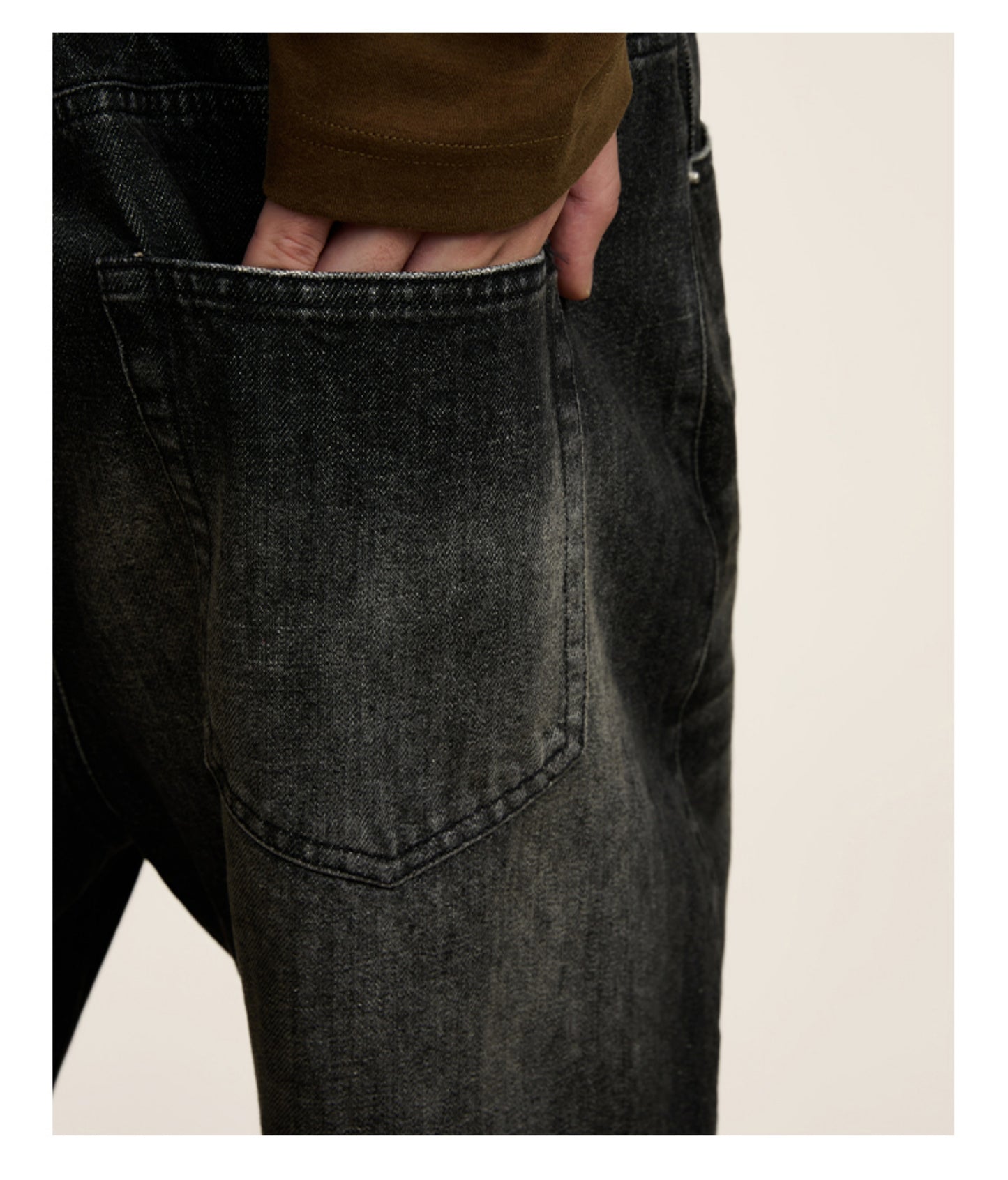 Elastic Waistband Loose-fitting Denim Pants