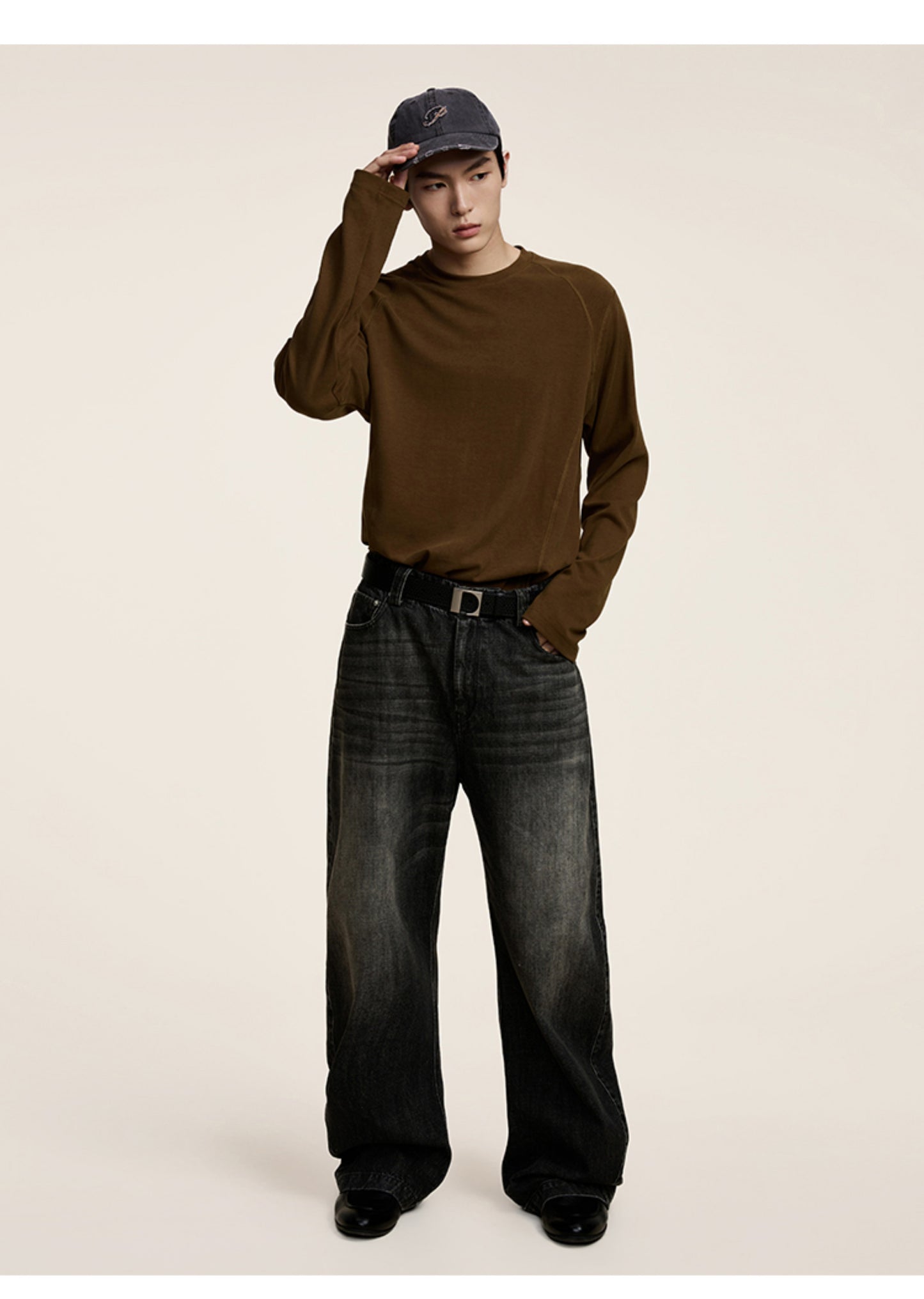 Elastic Waistband Loose-fitting Denim Pants