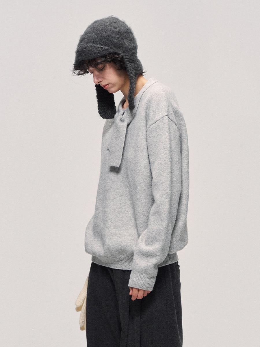 Bow Tie Round Neck Pullover Sweater