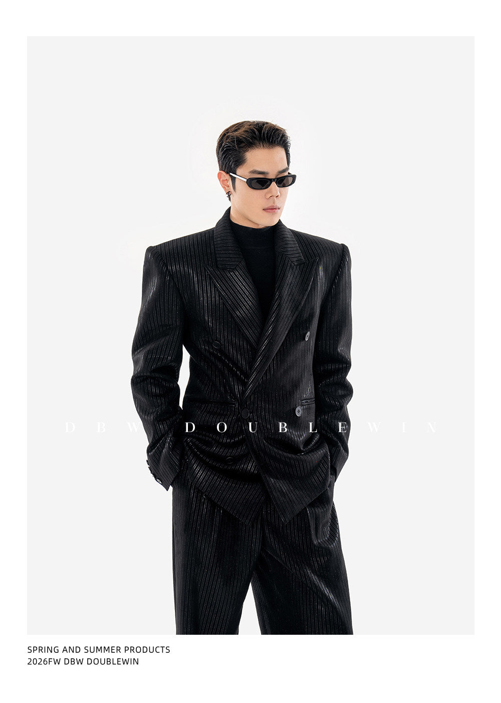Suede and Velvet Striped Suit