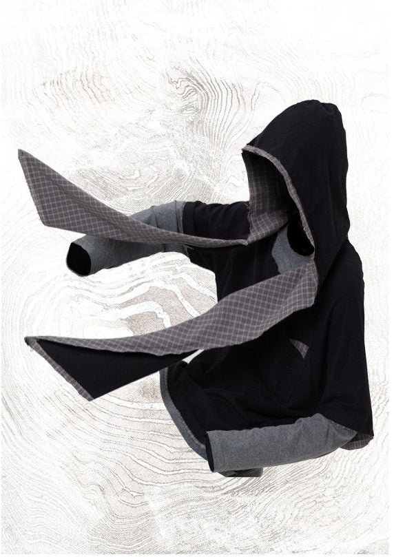 Removable Patchwork Hooded Faux Two-Piece T-Shirt
