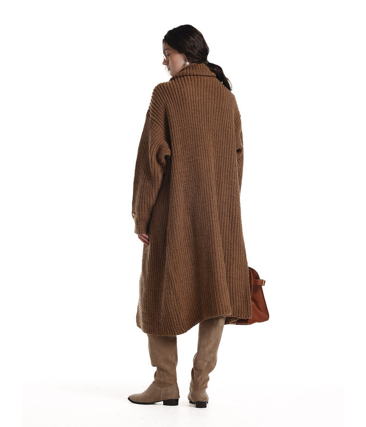 Lapel Long Knit Cardigan