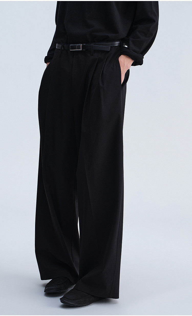 Vintage-Cut Drape Blend Casual Pants