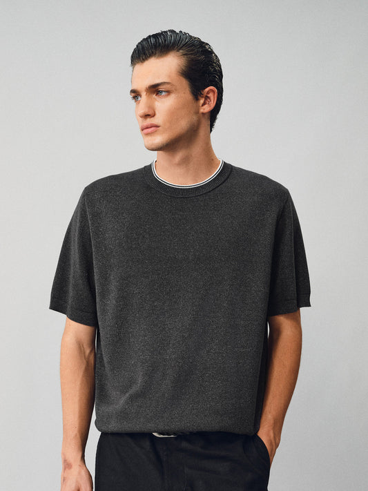 Knit shirt with contrasting trim