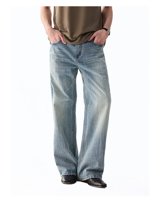 Vintage-Style Slim Straight Jeans