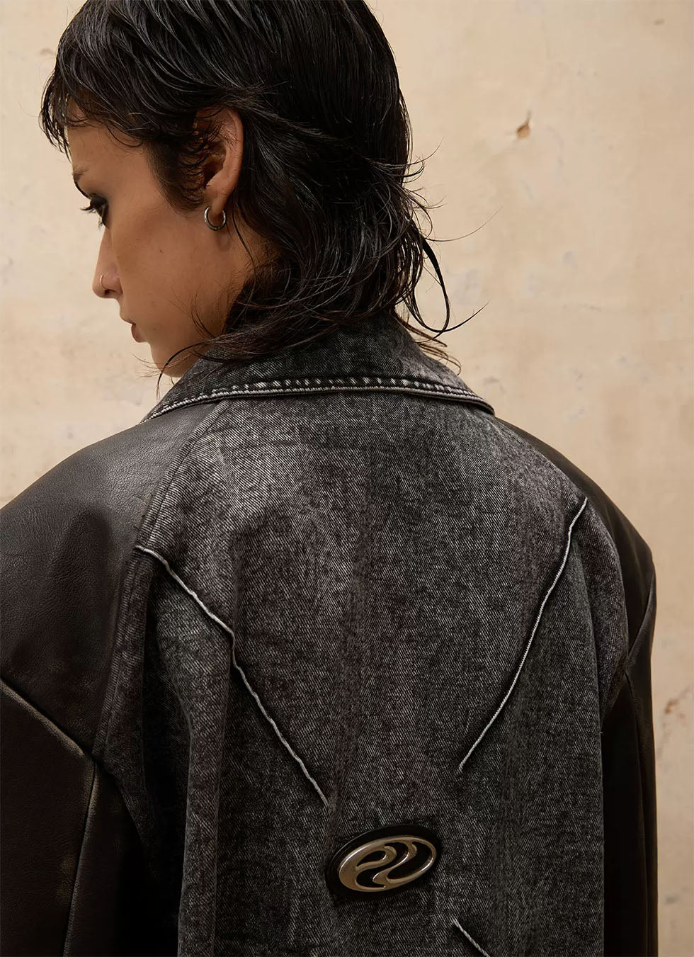 Motorcycle silhouette denim jacket