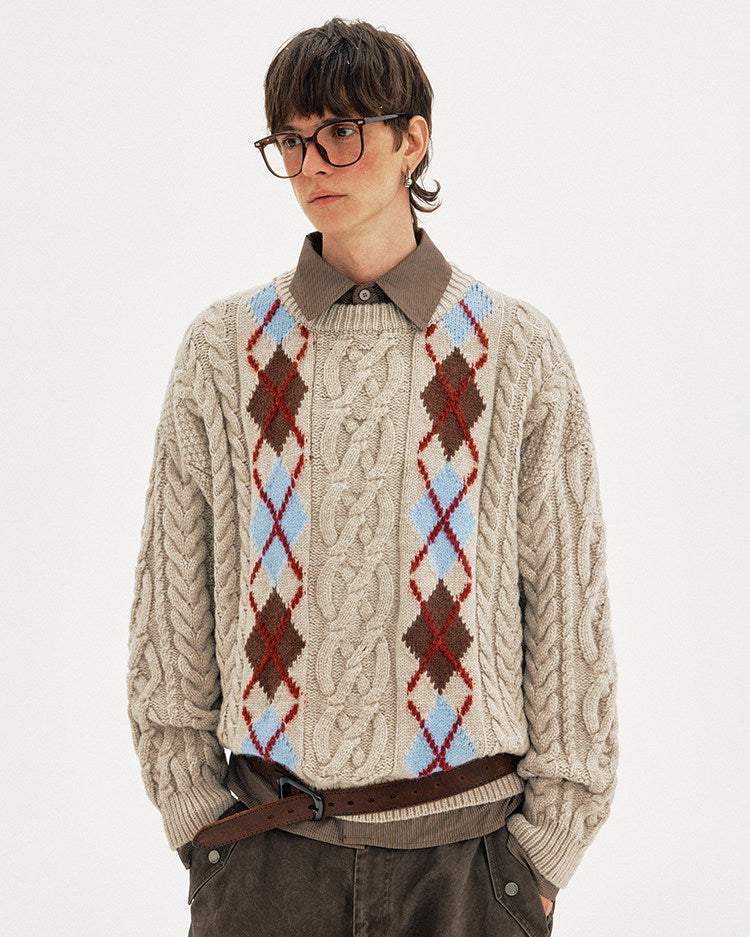 Retro-Style Cable-Knit Sweater