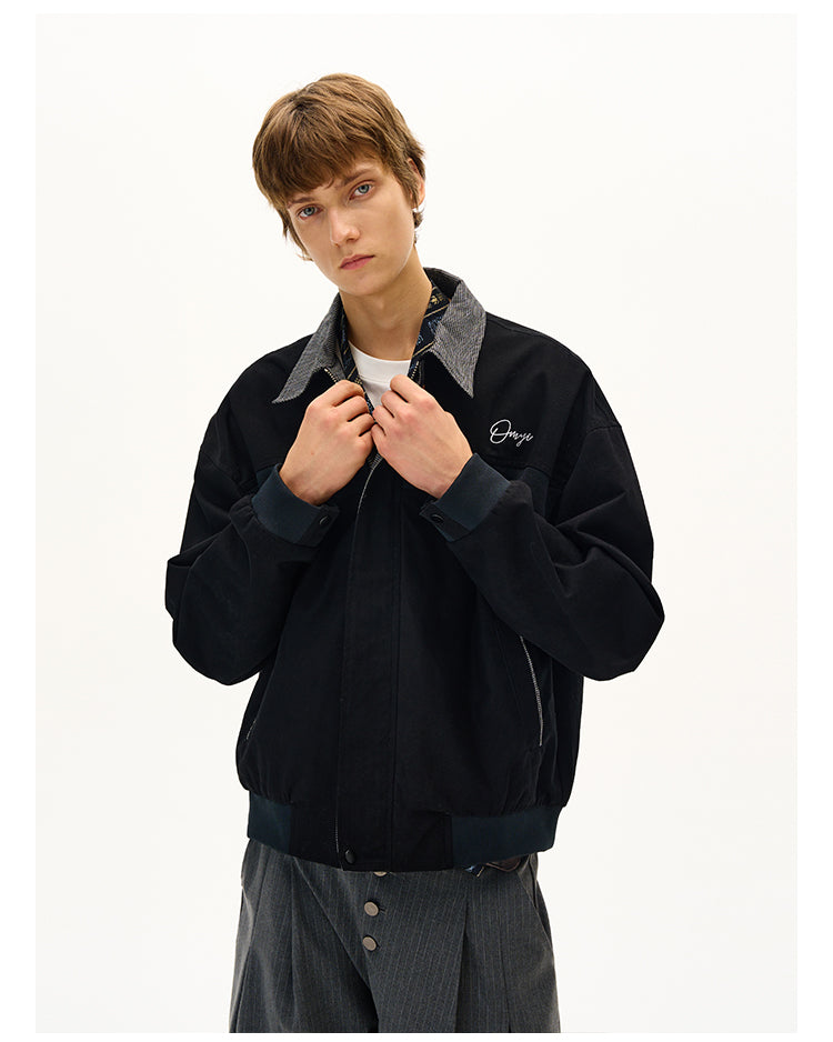 Checkered Stitch Harrington Jacket