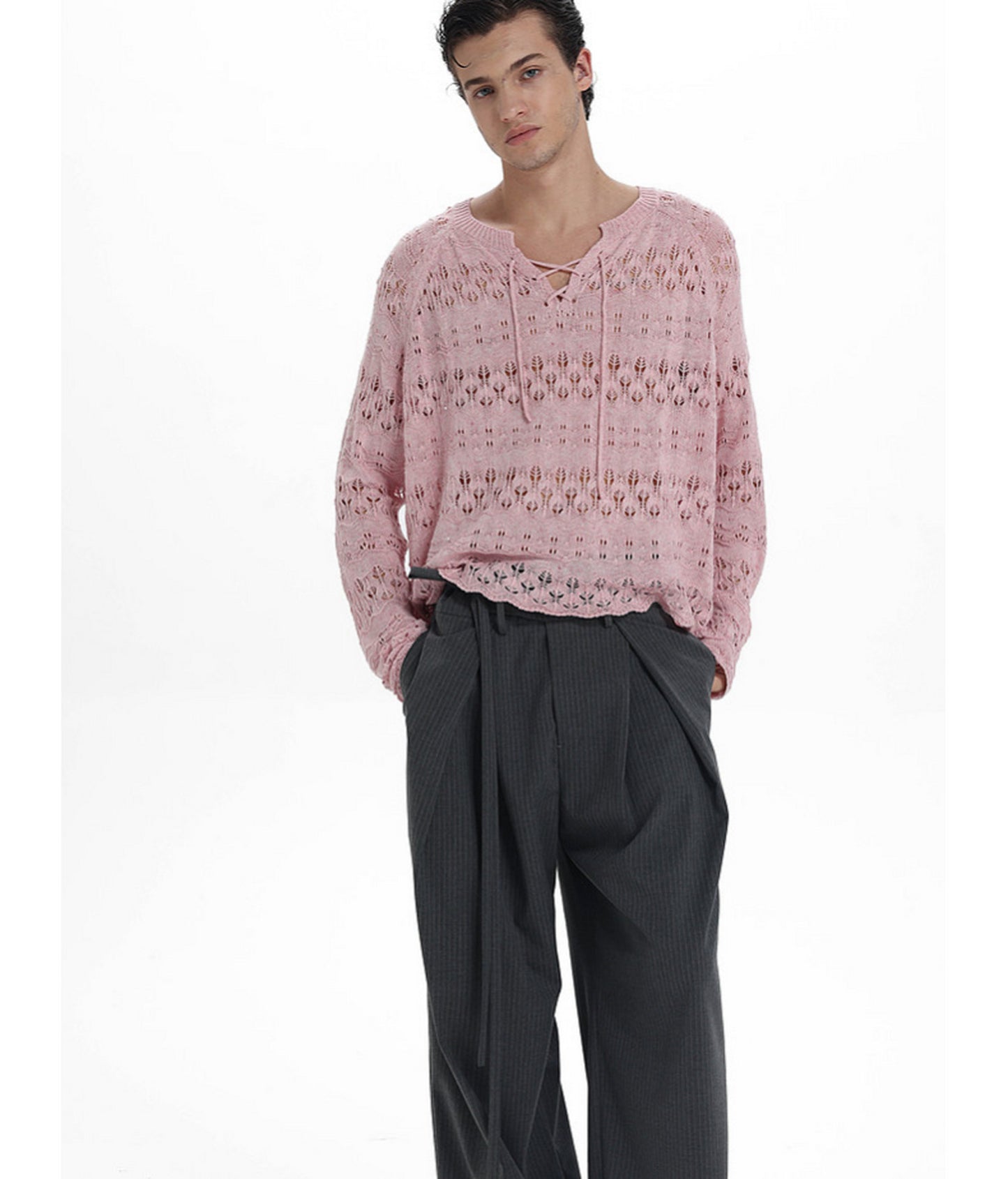 Lightweight Flyknit Tie-Up Sweater