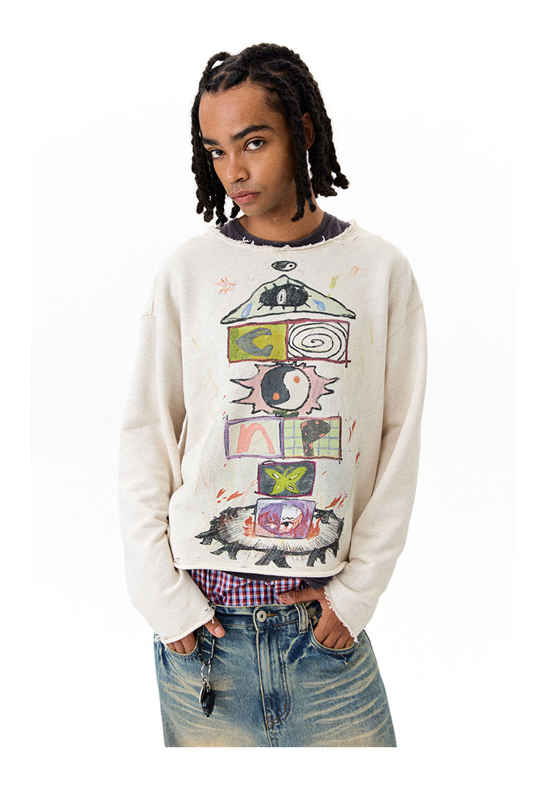 Printed Round Neck Sweatshirt