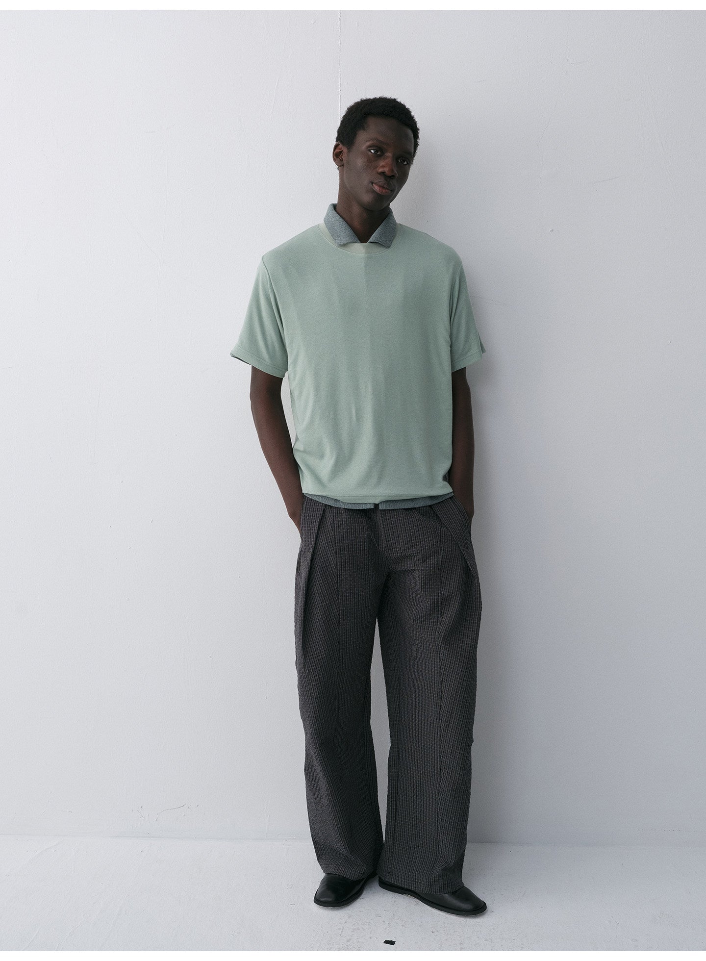 Tencel & Wool Blend Crew Neck T-Shirt