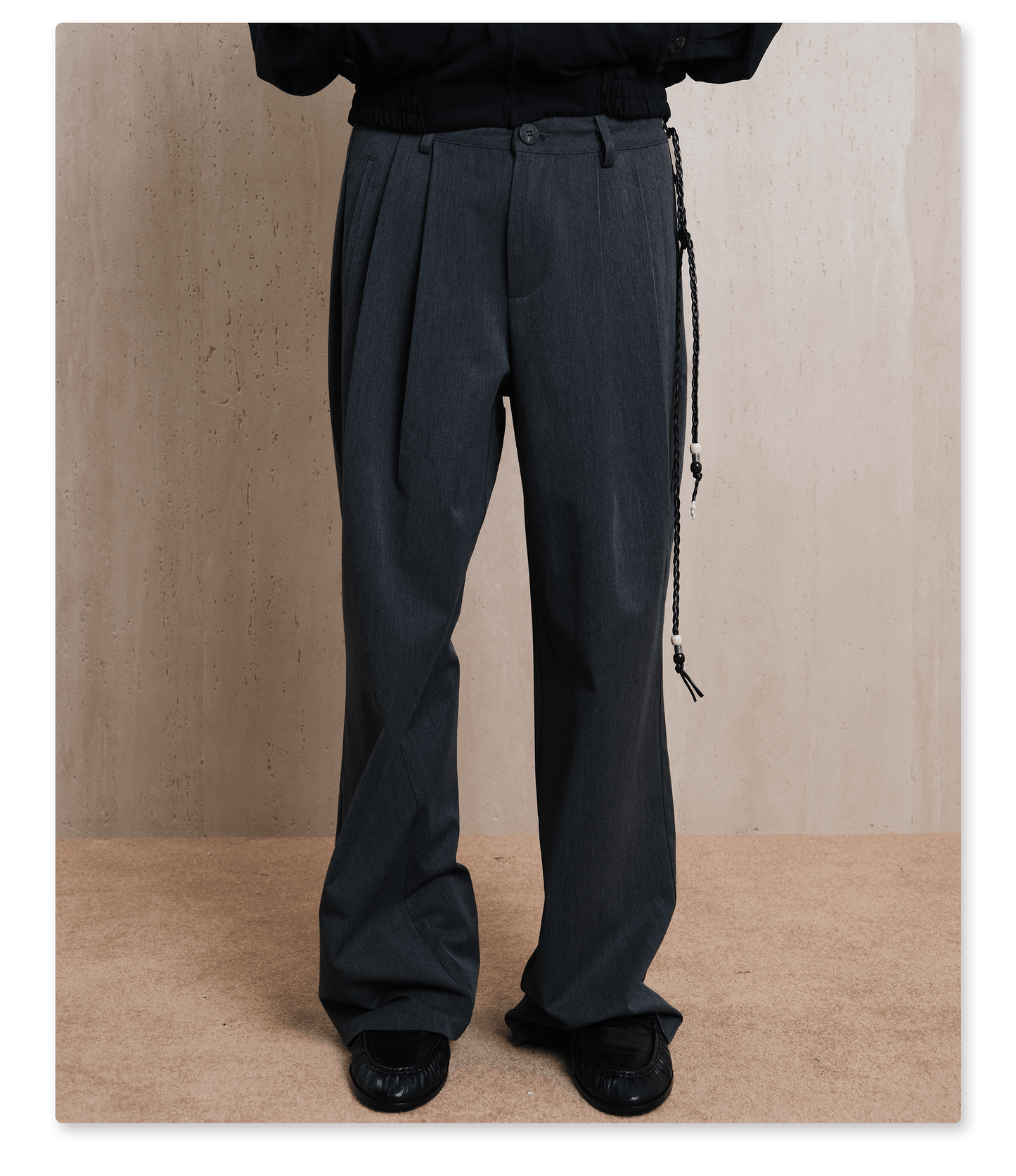 Pleated Wide-Leg Casual Pants