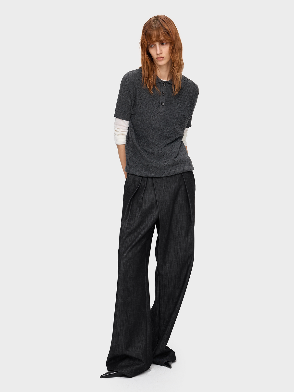 Faux Denim Straight-Leg Pants