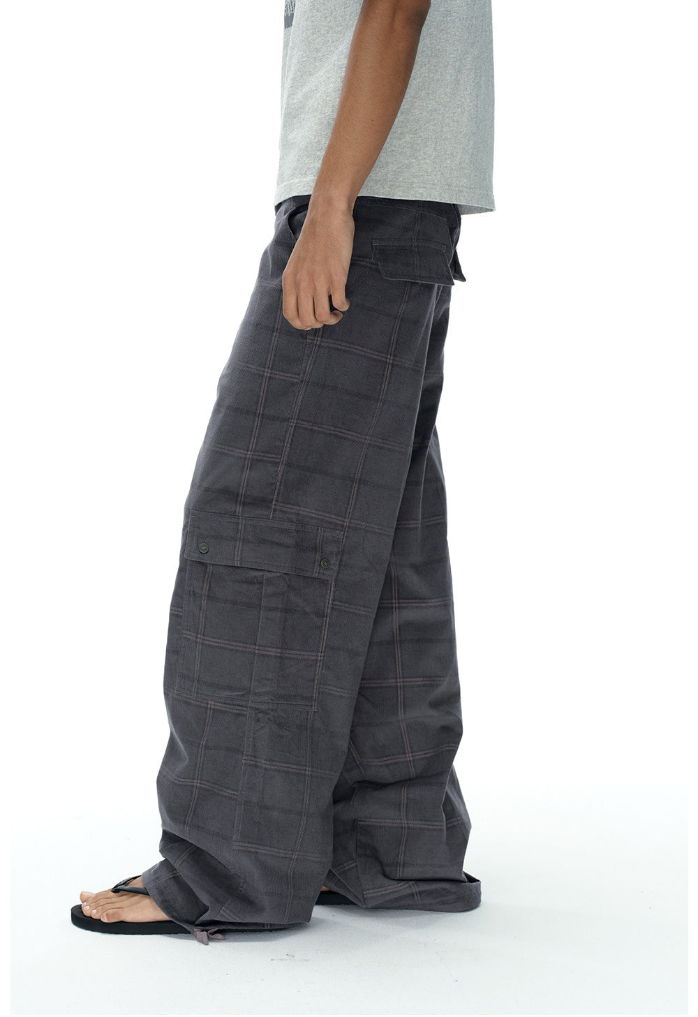 Checkered Corduroy Cargo Pants