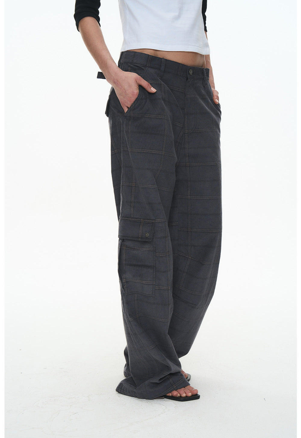 Checkered Corduroy Cargo Pants