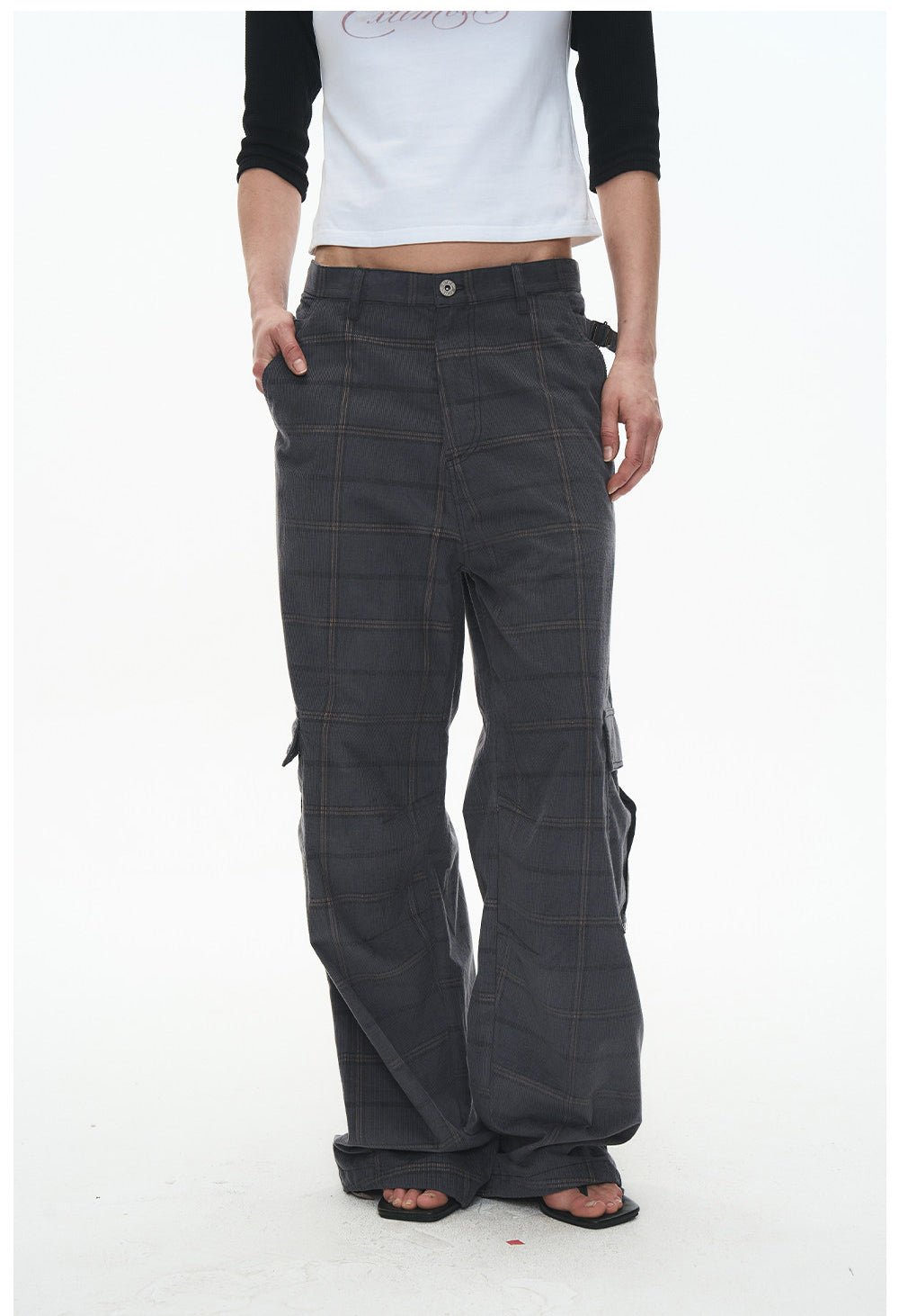Checkered Corduroy Cargo Pants