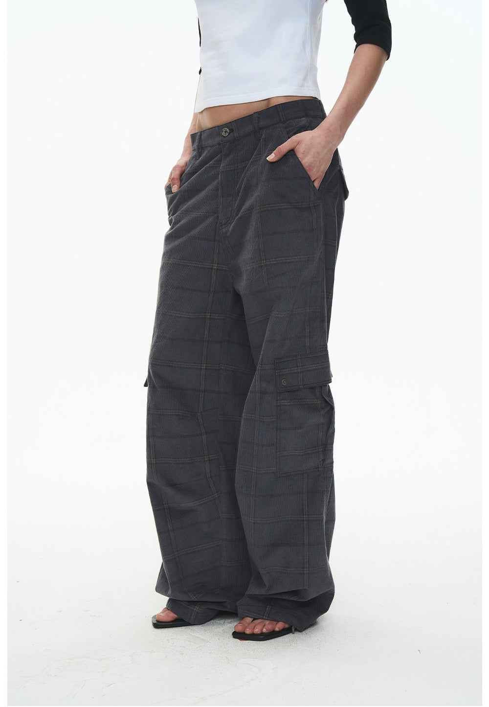 Checkered Corduroy Cargo Pants