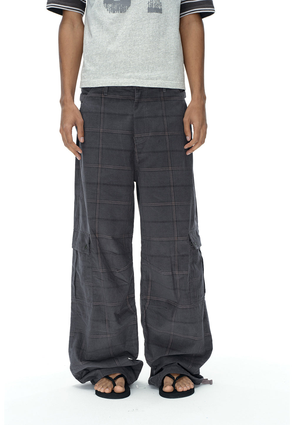 Checkered Corduroy Cargo Pants