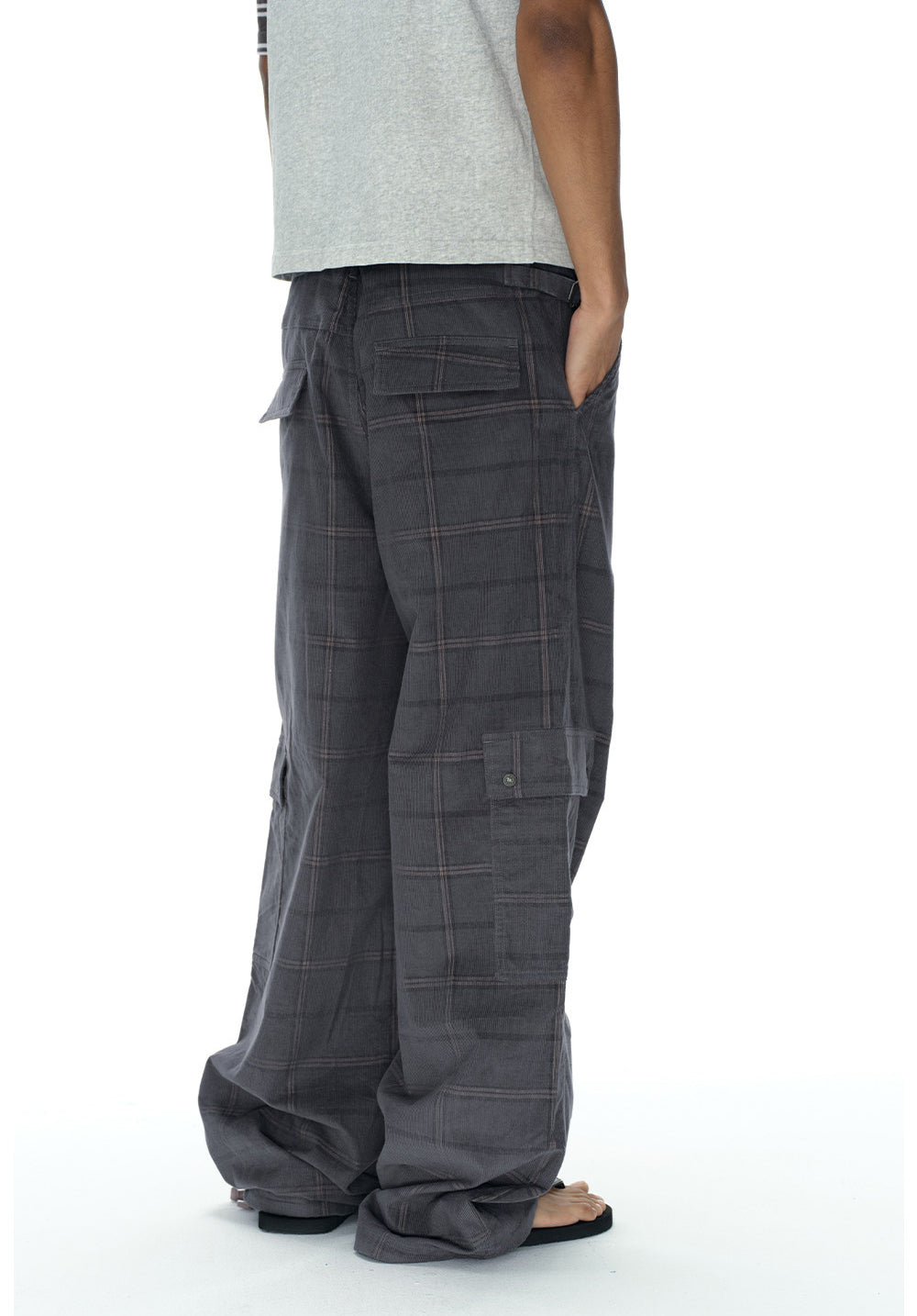 Checkered Corduroy Cargo Pants