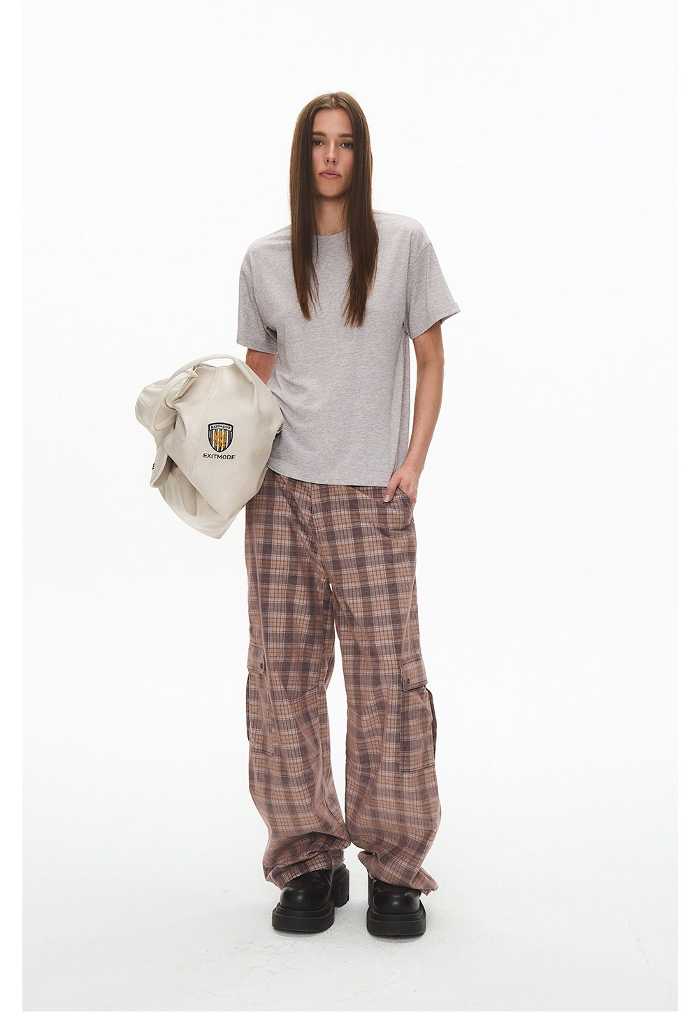 Checkered Corduroy Cargo Pants
