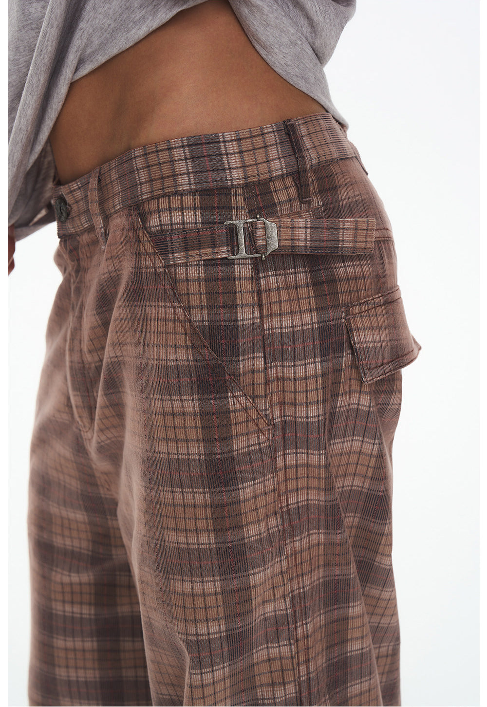 Checkered Corduroy Cargo Pants