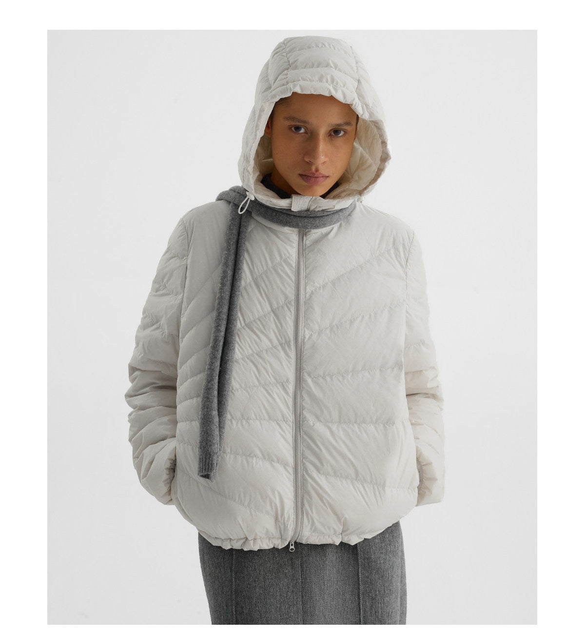 Embossed Straight-Line Quilted Down Jacket