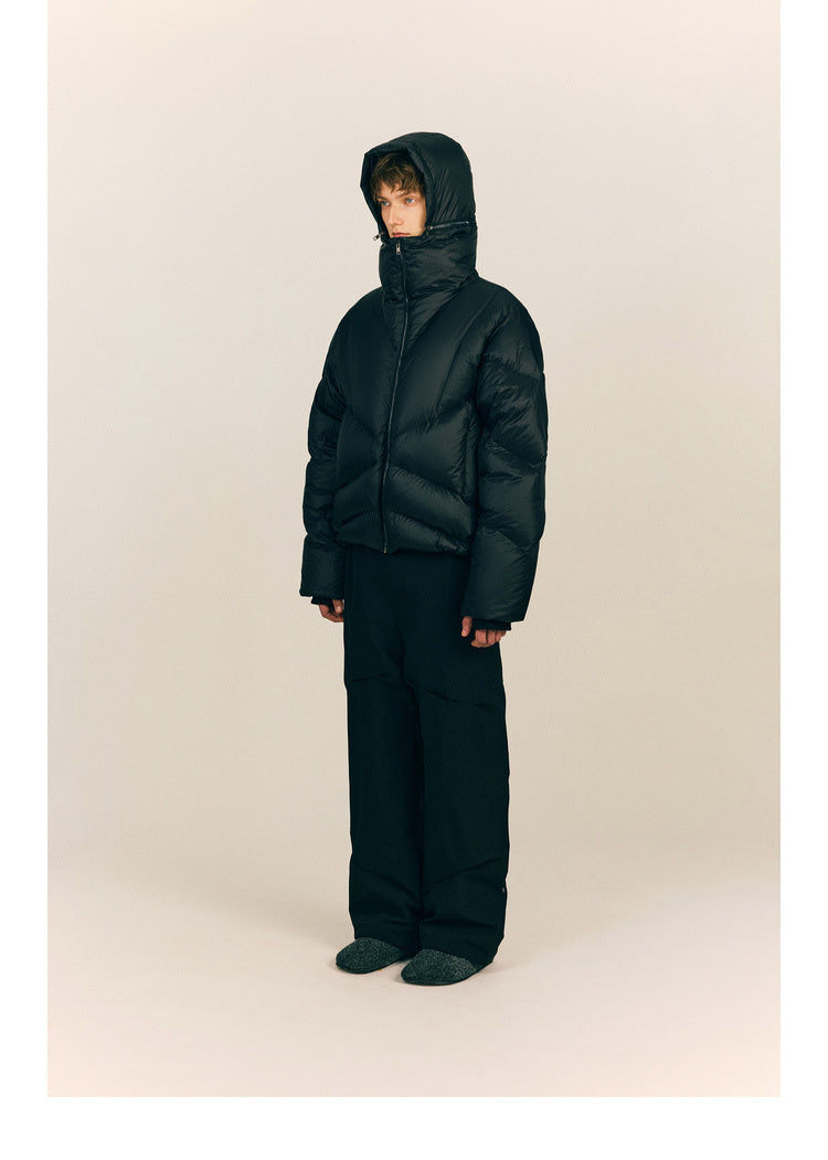 Down jacket with detachable hood