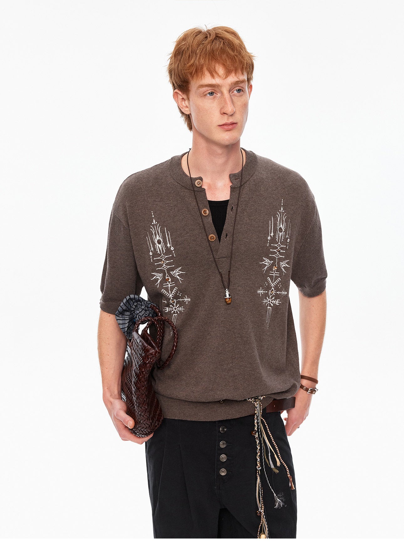 Vintage-Style Henley Sweater