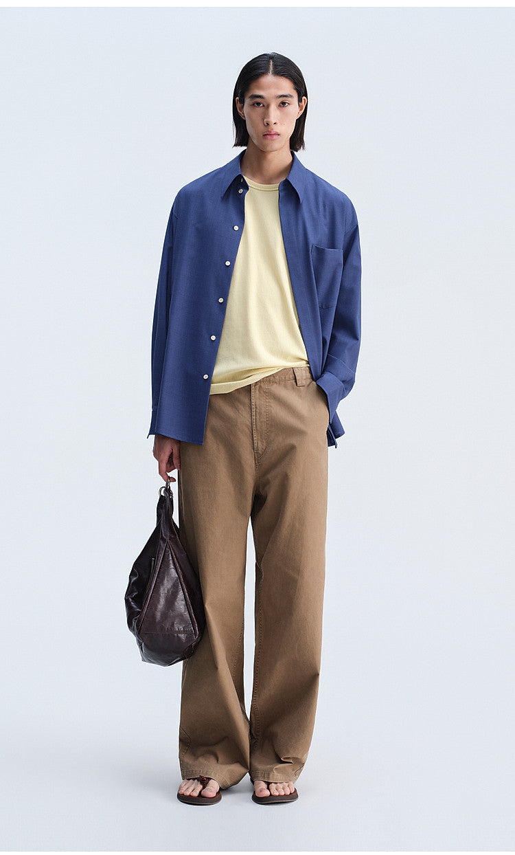 Relaxed-Fit French Workwear Casual Pants