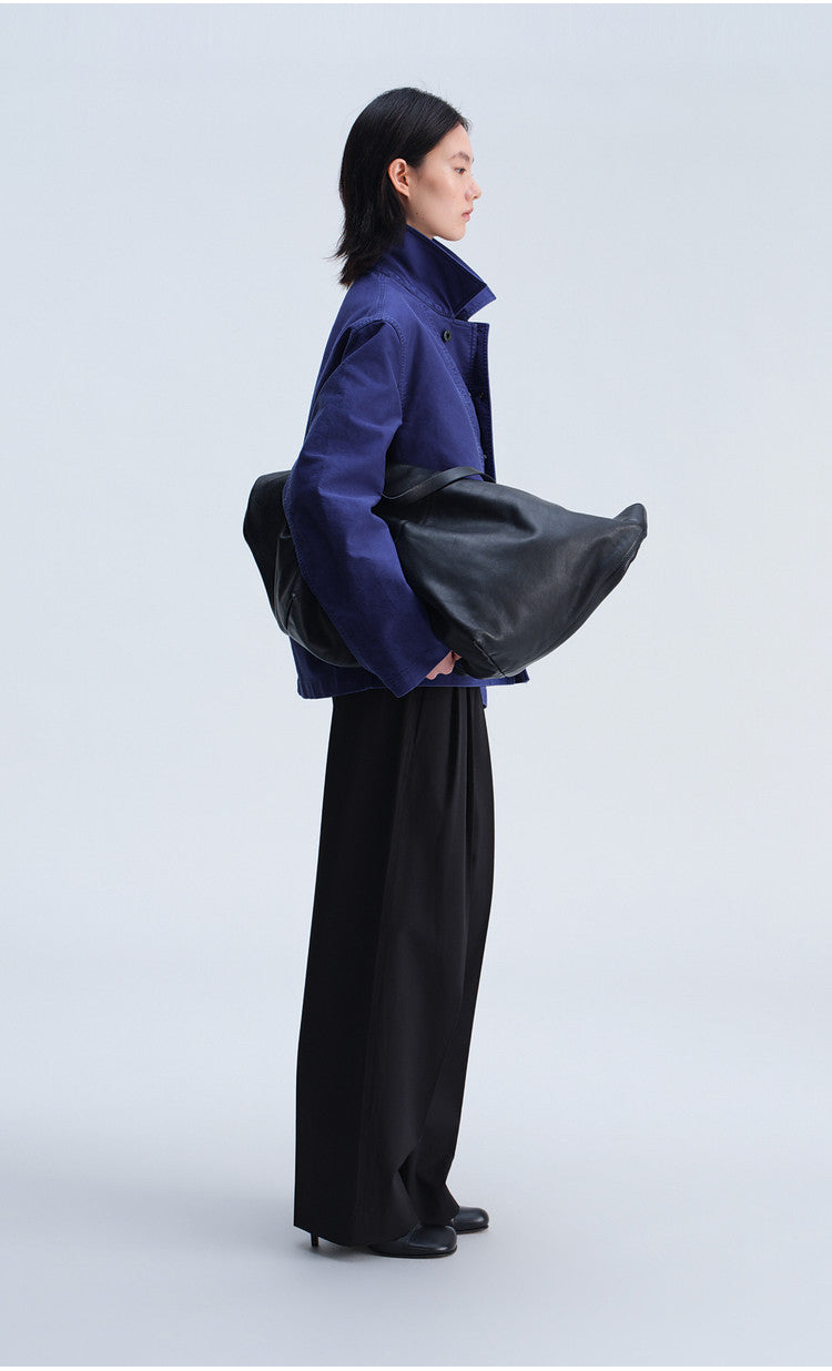 Casual Jacket with Stand-Up Collar and Patch Pockets