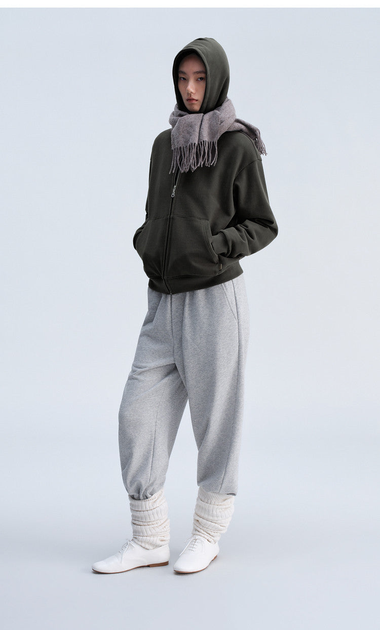 Short-Sleeve Hooded Zip-Up Sweatshirt
