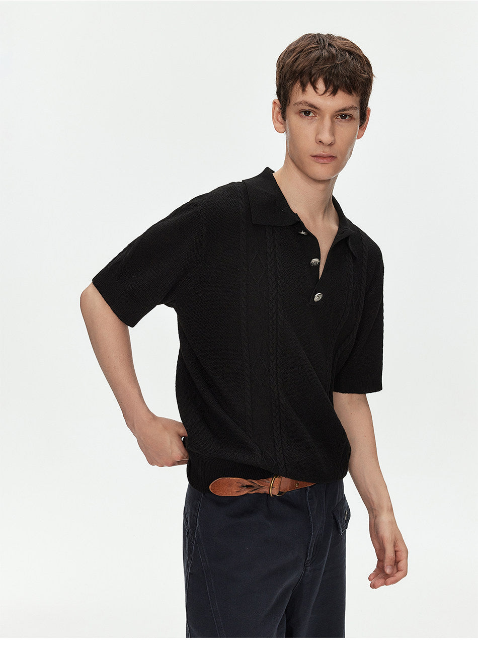 Wool-Blend Knit Polo Shirt