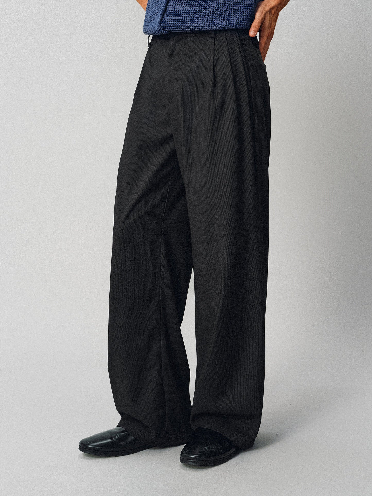 Casual Pants with a Triple-Fold Elastic Waistband