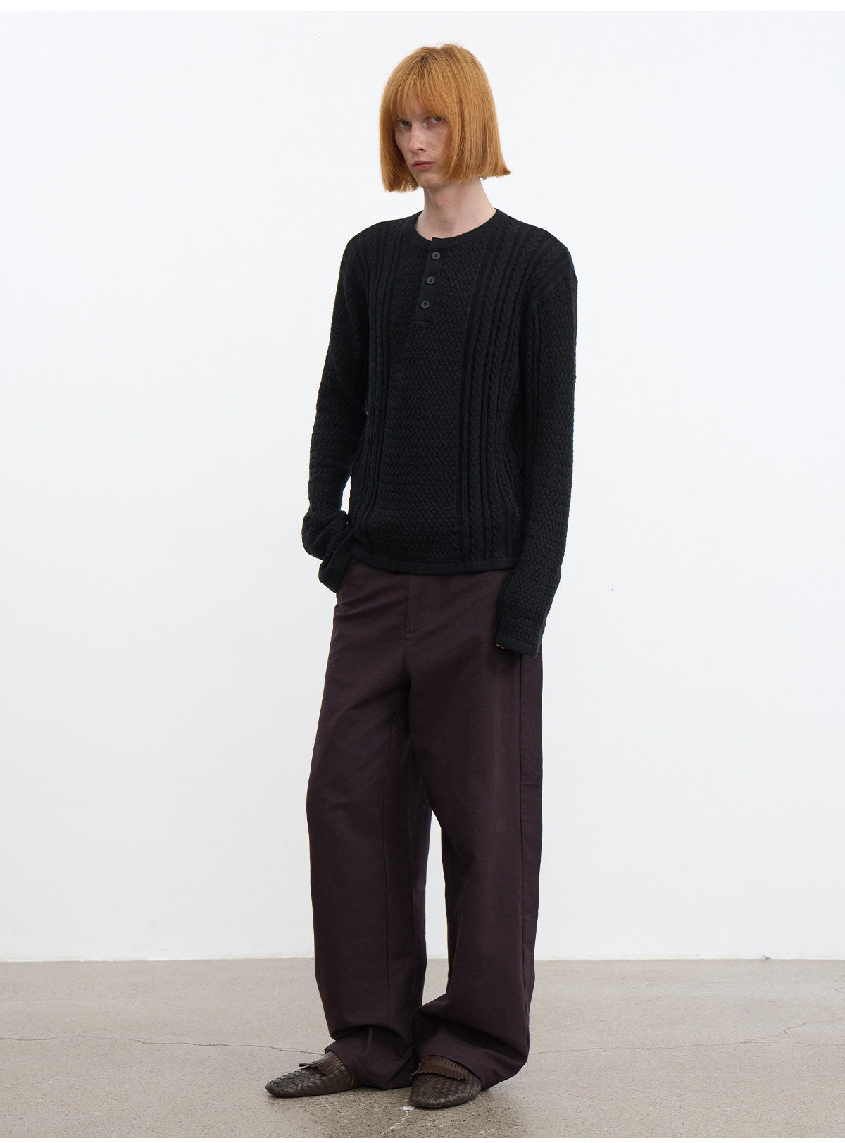 Henley-Neck Knit Shirt
