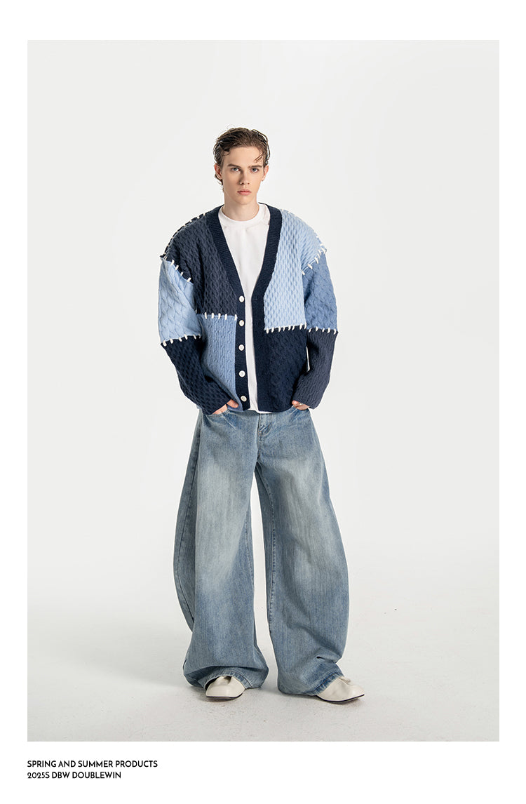 Contrast Color Stitch Cardigan