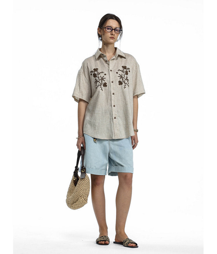 Vintage Floral Embroidered Shirt