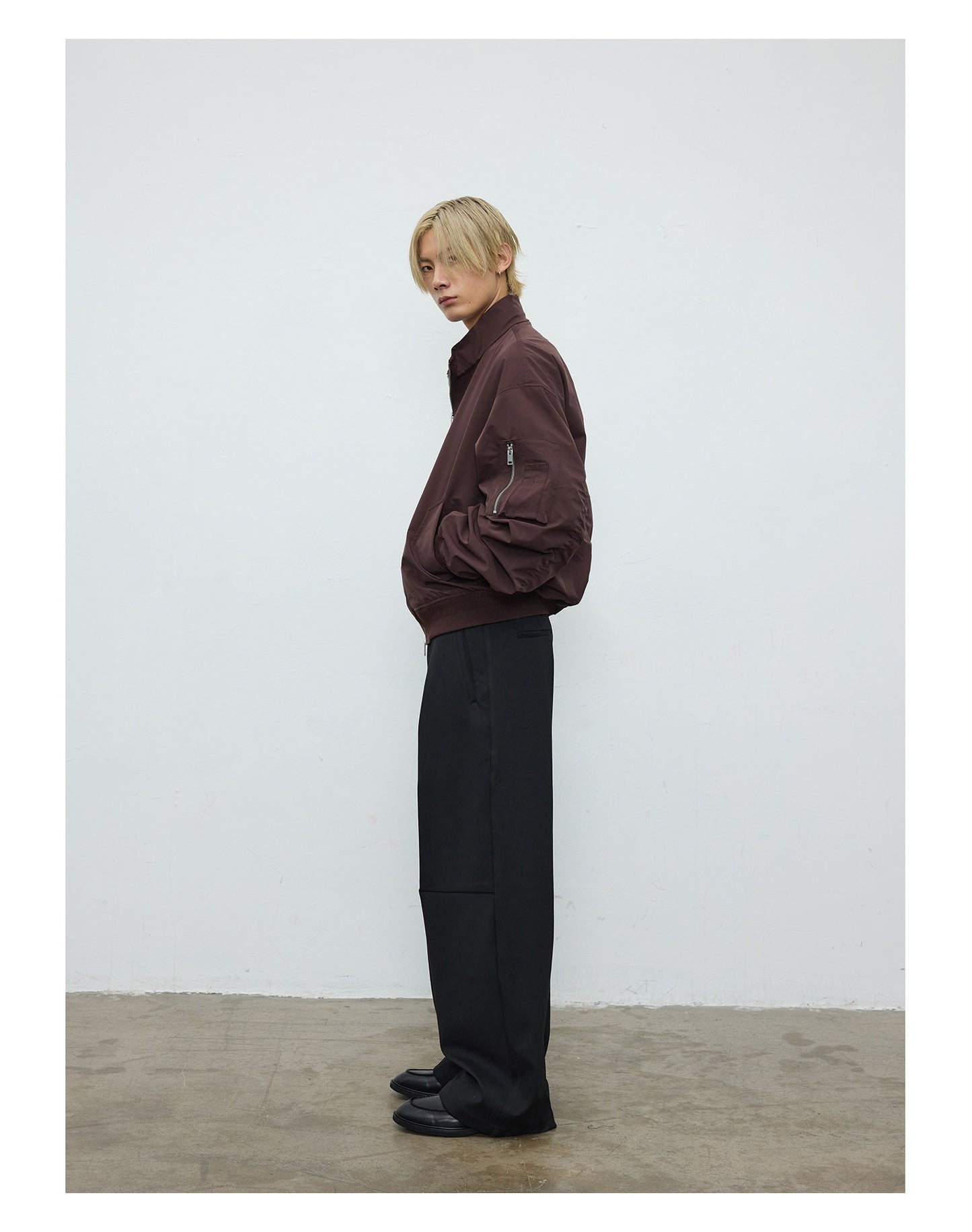 Stand Collar Pleated Casual Jacket