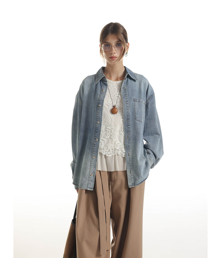 Vintage processed denim shirt