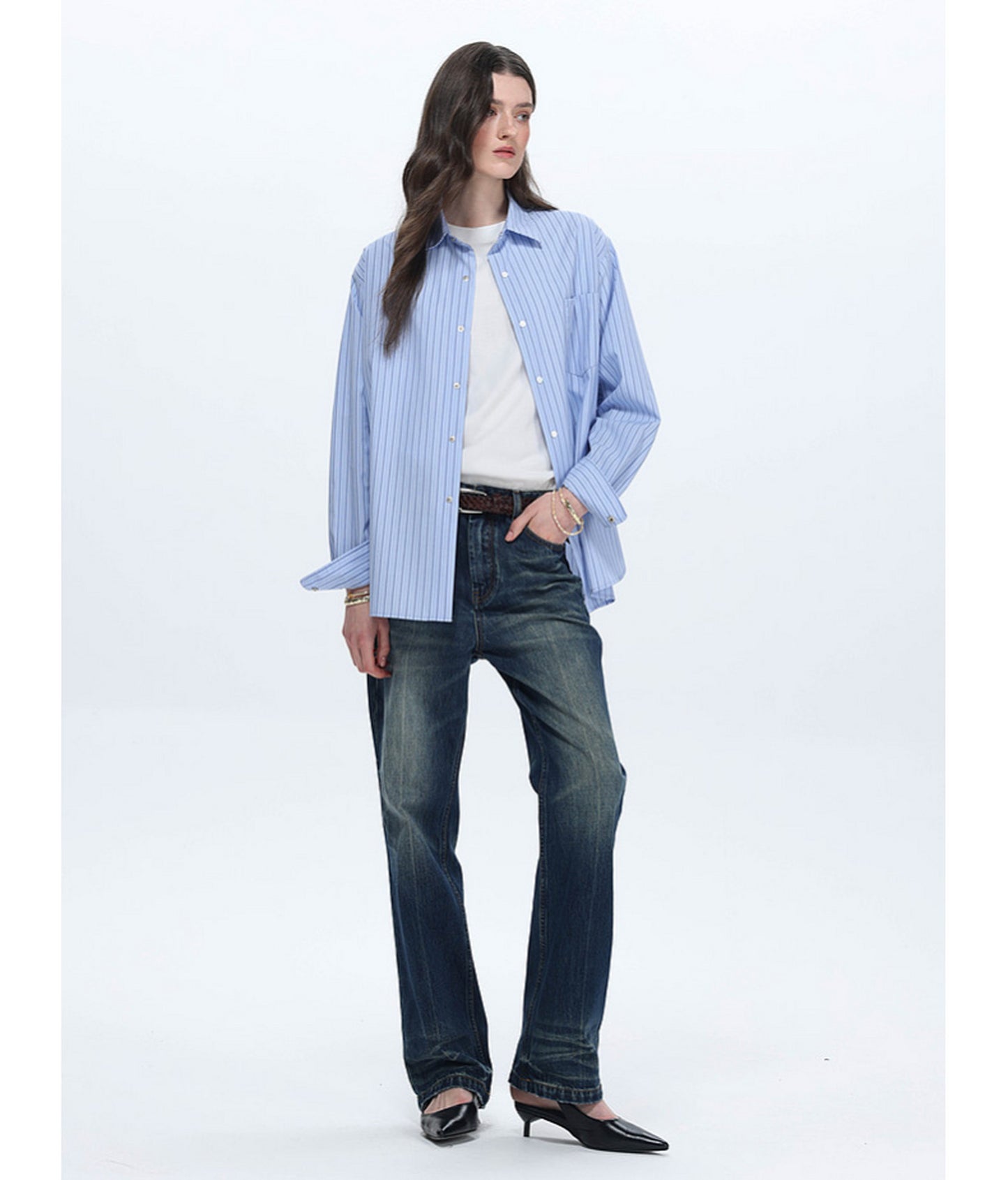Striped Drop-Shoulder Casual Shirt