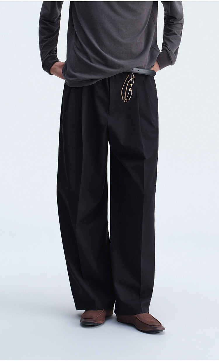 Vintage-Cut Drape Blend Casual Pants