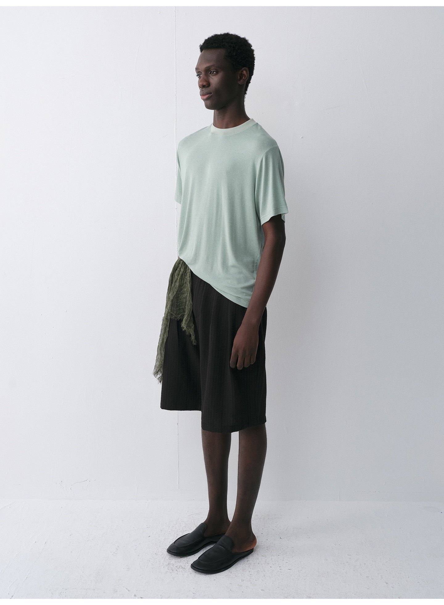 Tencel & Wool Blend Crew Neck T-Shirt