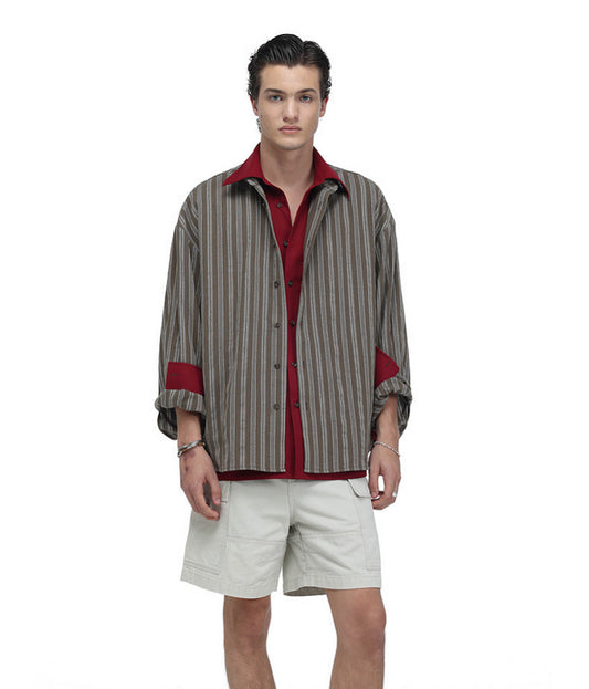 Color-Block Striped Jacquard Shirt