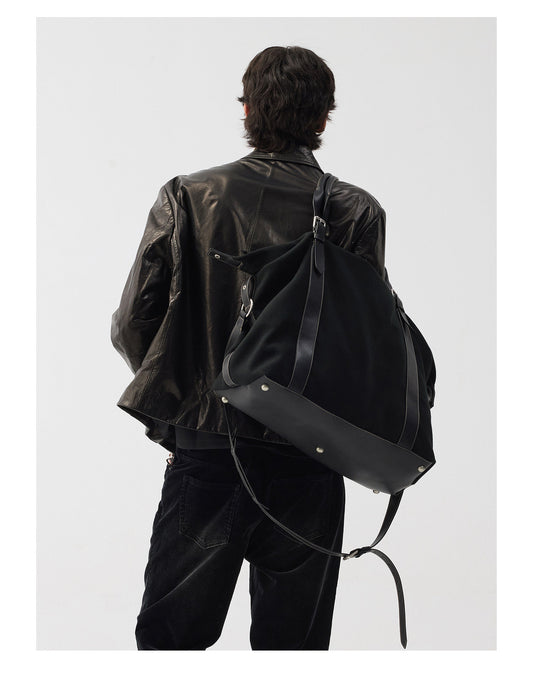 Unisex Patchwork PU Shoulder Bag