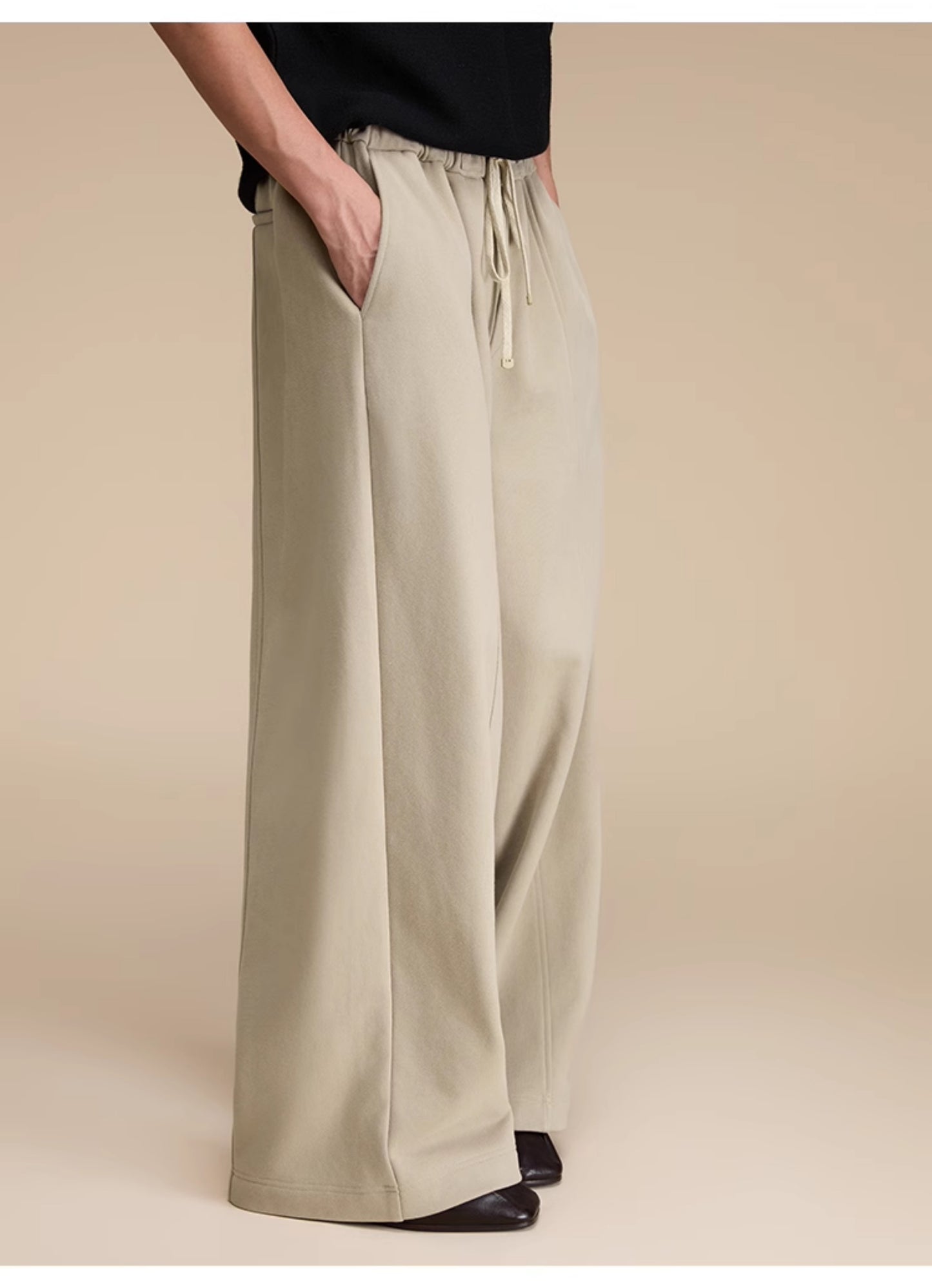 Wide leg casual long sweat pants