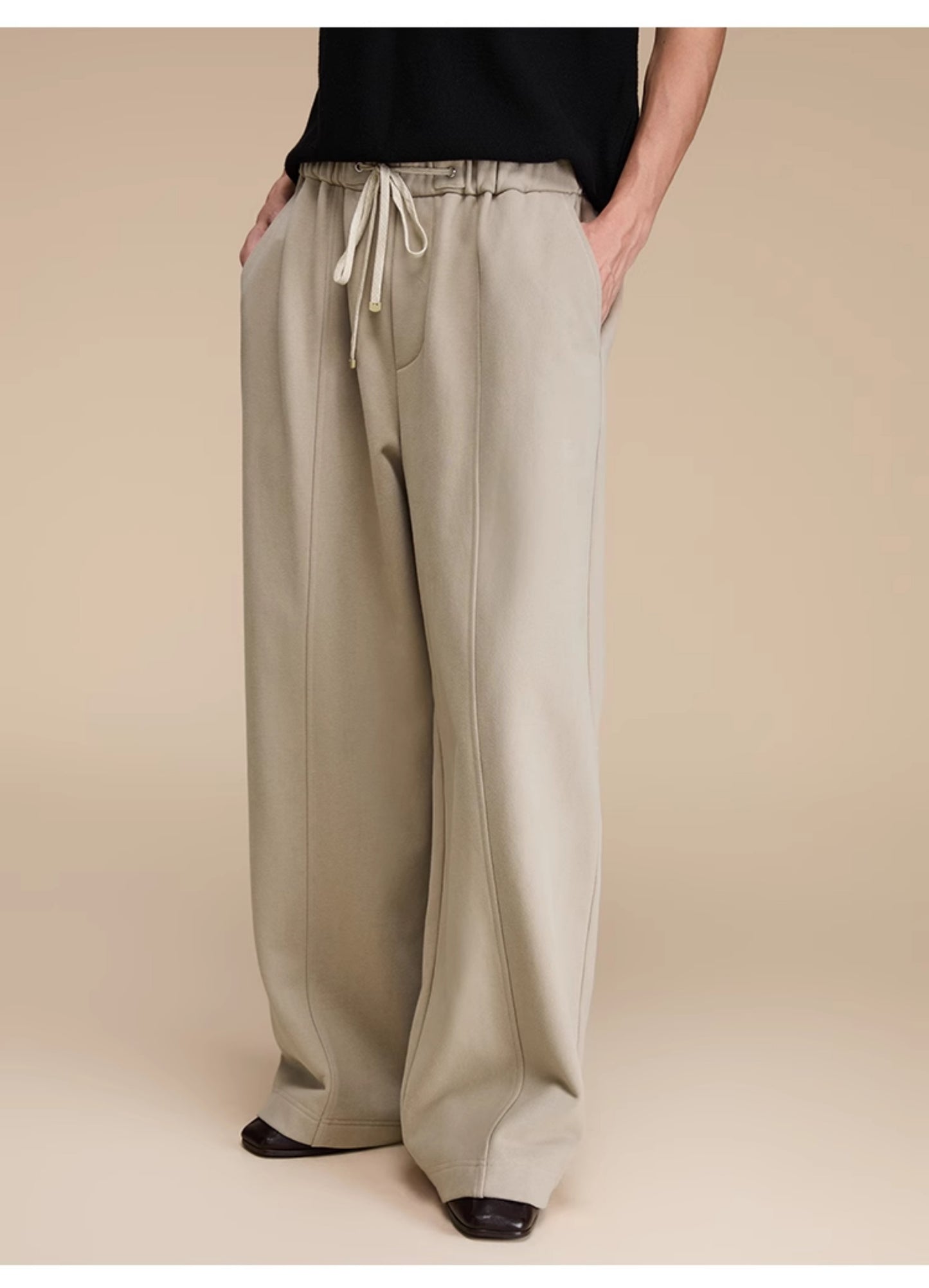 Wide leg casual long sweat pants