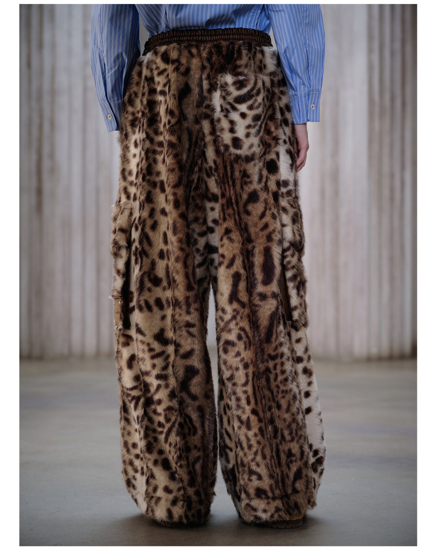 Faux Fur Leopard Print Casual Pants