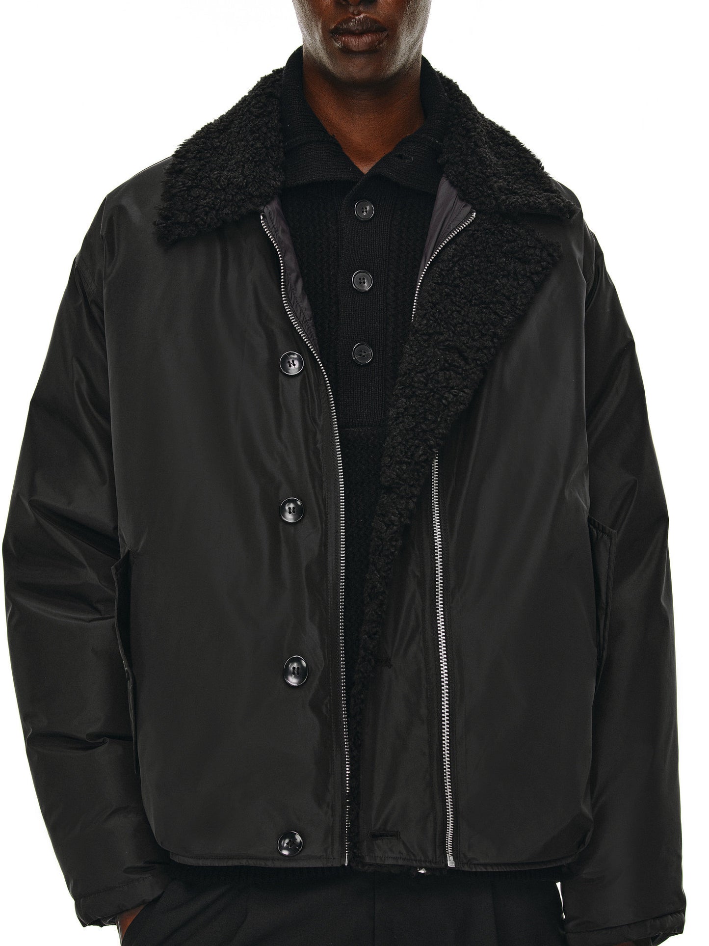 Down jacket with fur collar