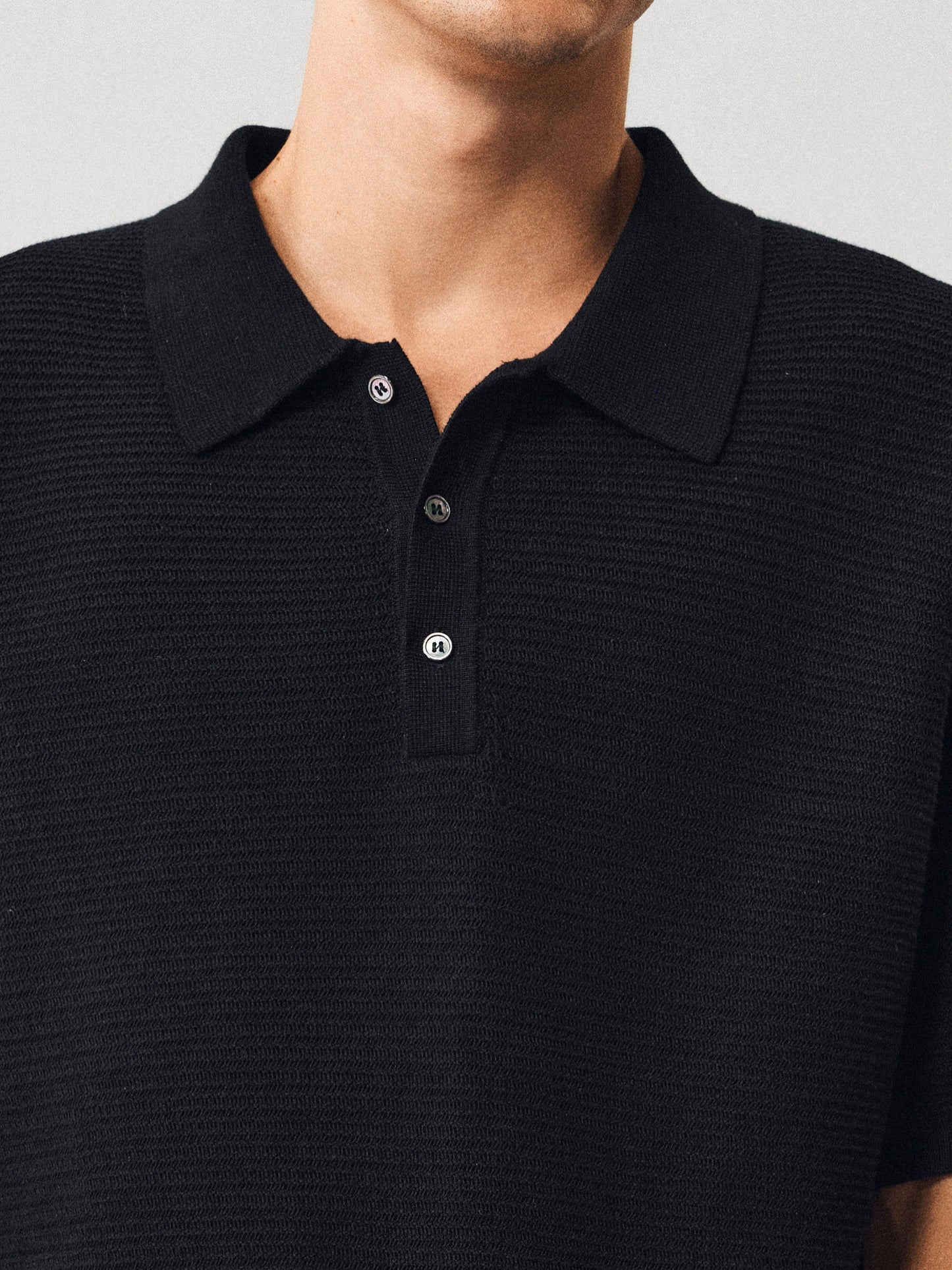 Textured Wool Polo Shirt
