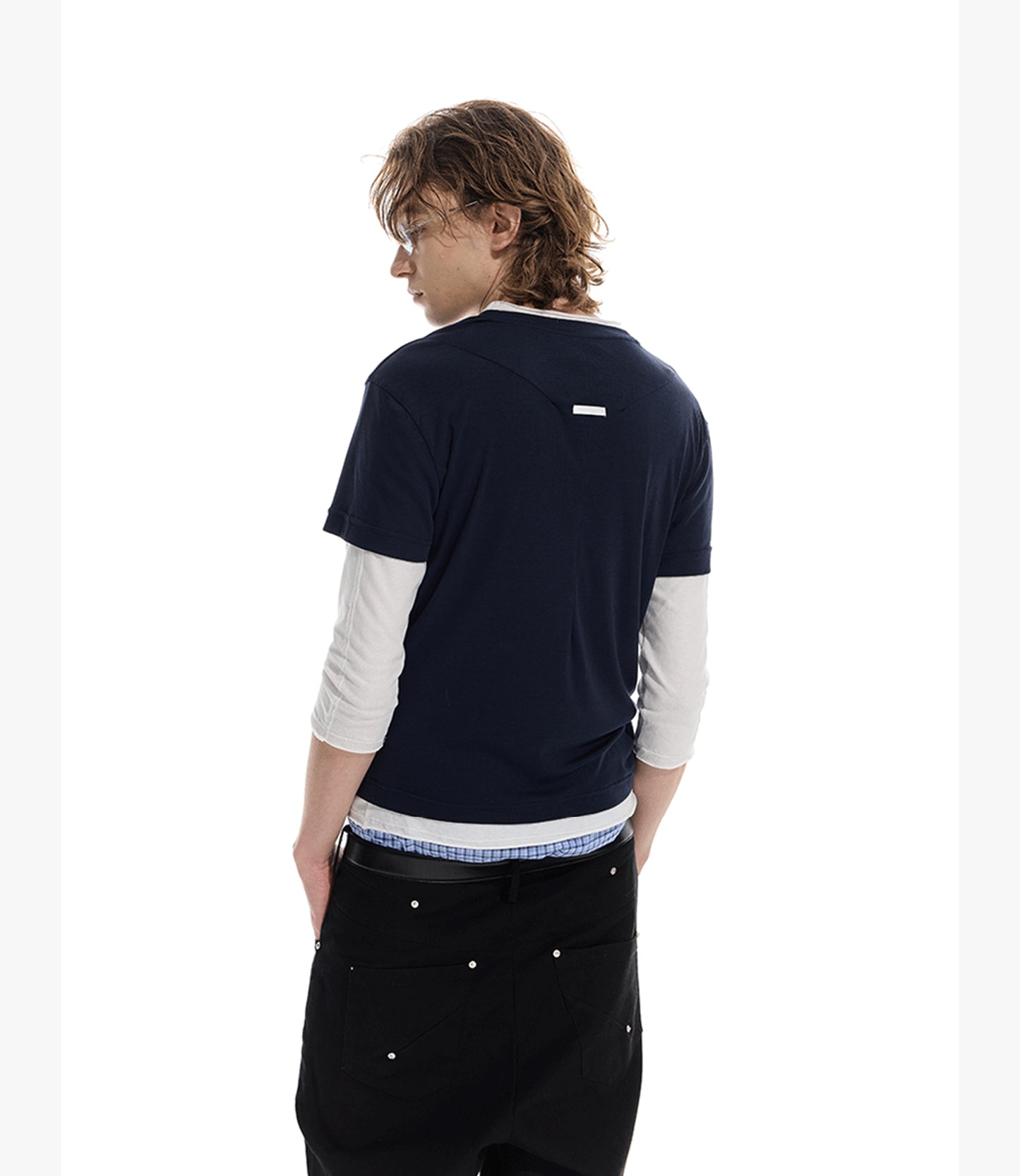 Color matching faux two-piece T-shirt