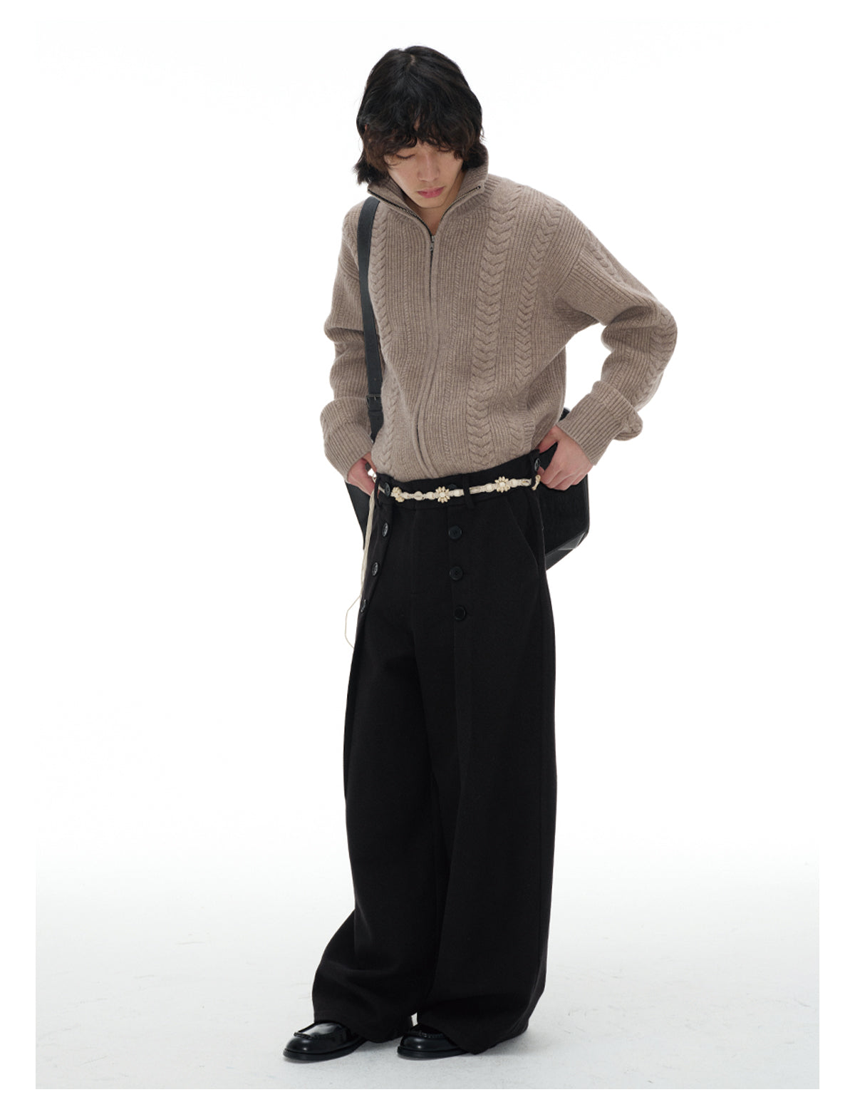 Cable Zipper Cardigan